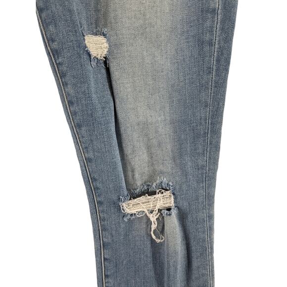 Frame Le High Skinny Jeans 27 Blue Distressed Denim Raw Hem Stretchy Mid Rise - Picture 3 of 14